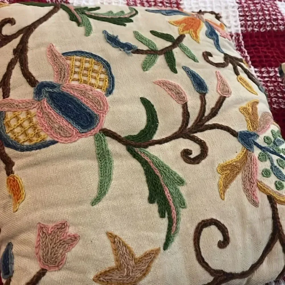 Floral Embroidered vintage pillow
